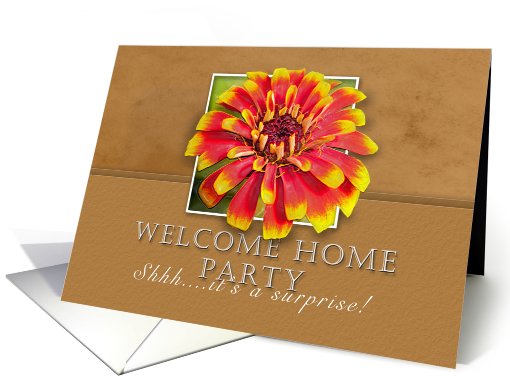 Surprise Welcome Home Party Invitation, Flower with Tan... (638114)