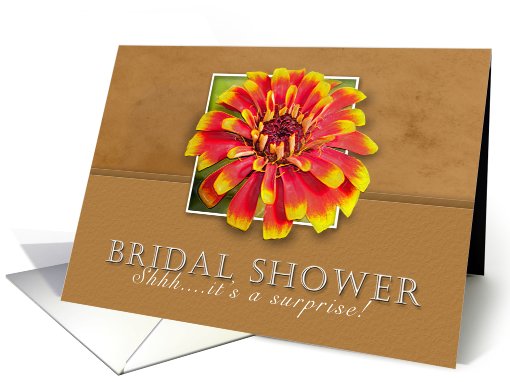 Surprise Bridal Shower Invitation, Flower with Tan Background card