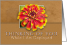 Thinking of You While I Am Deployed, Flower with Tan Background card