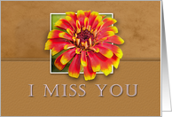 I Miss You, Flower with Tan Background card