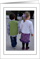 Missing You While You Are Deployed, Boy and Girl Walking Hand in Hand card