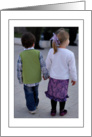 Thinking You While You Are Deployed, Boy and Girl Walking Hand in Hand card