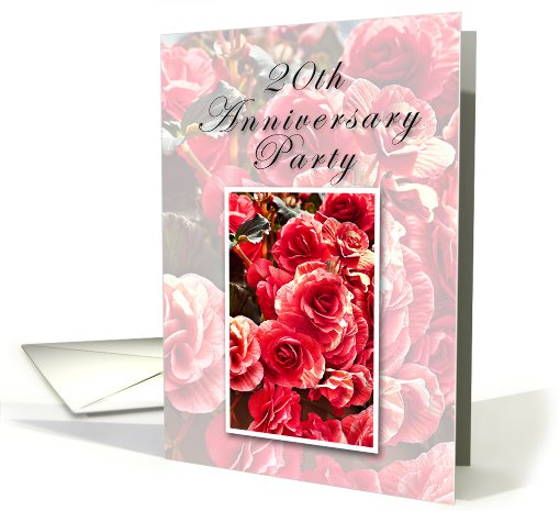 20th Anniversary Party Invitation, Pink Flowers card (638373)