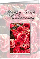 Happy 50th Anniversary, Pink Flowers card