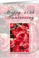 Happy 40th Anniversary, Pink Flowers card