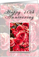 Happy 10th Anniversary, Pink Flowers card