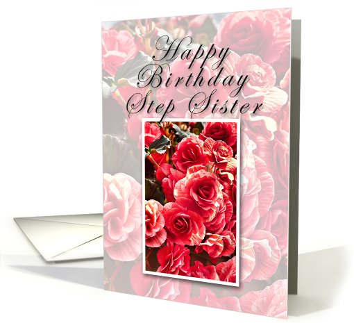 Step Sister Happy Birthday, Pink Flowers card (638654)