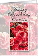 Cousin Happy Birthday, Pink Flowers card