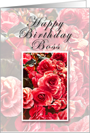 Boss Happy Birthday, Pink Flowers card
