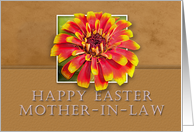 Mother-in-Law, Happy Easter, Flower with Tan Background card