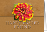 Friend, Happy Easter, Flower with Tan Background card