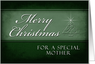 Mother Merry Christmas, Green Background with Christmas Tree card