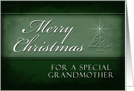 Grandmother Merry Christmas, Green Background with Christmas Tree card