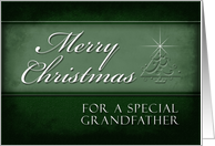 Grandfather, Merry Christmas, Green Background with Christmas Tree card