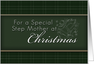 For Step Mother at Christmas, Green Background with Bells card