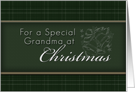 For Grandma at Christmas, Green Background with Bells card