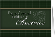 For Soldier at Christmas, Green Background with Bells card