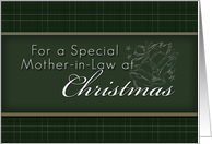 For Mother-in-Law at Christmas, Green Background with Bells card