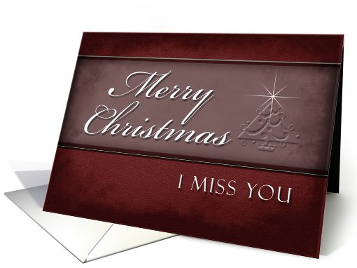 I Miss You Merry Christmas, Red Background with Christmas Tree card