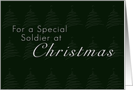 For Soldier Merry Christmas, Green Background with Christmas Tree card
