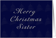 For Sister Merry Christmas, Blue Background with Christmas Tree card