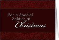 For Soldier Merry Christmas, Red Demask Background card