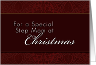 For Step Mom Merry Christmas, Red Demask Background card