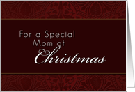 For Mom Merry Christmas, Red Demask Background card