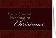 For Husband Merry Christmas, Red Demask Background card