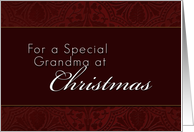 For Grandma Merry Christmas, Red Demask Background card