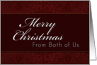 From Both of Us Merry Christmas, Red Demask Background card