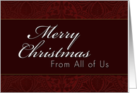 From All of Us Merry Christmas, Red Demask Background card