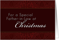 For Father-in-Law Merry Christmas, Red Demask Background card