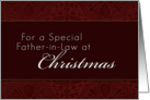 For Father-in-Law Merry Christmas, Red Demask Background card