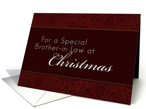 For Brother-in-Law Merry Christmas, Red Demask Background card