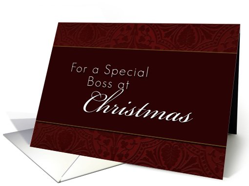 For Boss Merry Christmas, Red Demask Background card (640613)