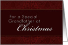 For Grandfather Merry Christmas, Red Demask Background card