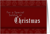 For Soldier Merry Christmas, Red Demask Background card