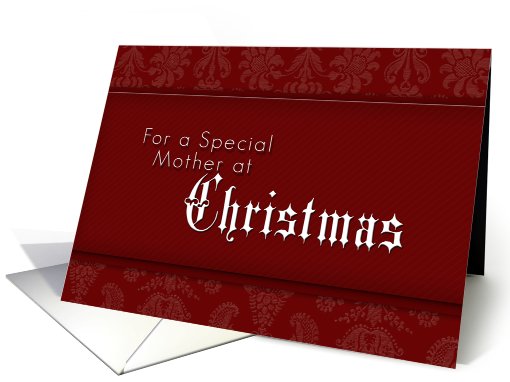 For Mother Merry Christmas, Red Demask Background card (640641)