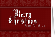 From All of Us Merry Christmas, Red Demask Background card