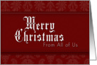 From All of Us Merry Christmas, Red Demask Background card