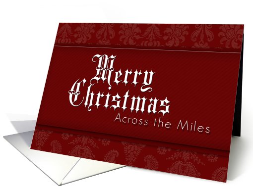 Across the Miles Merry Christmas, Red Demask Background card (640664)