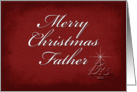 For Father Merry Christmas, Red Background with Christmas Tree card