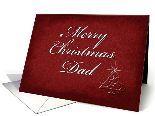 For Dad Merry Christmas, Red Background with Christmas Tree card