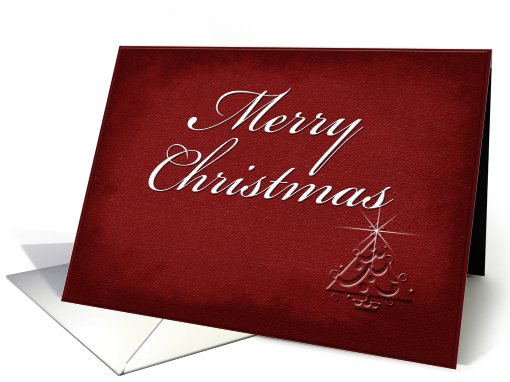 Merry Christmas, Red Background with Christmas Tree card (640753)