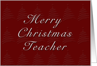 Teacher Merry Christmas, Red Background with Christmas Tree card