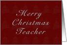 Teacher Merry Christmas, Red Background with Christmas Tree card