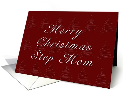 Step Mom Merry Christmas, Red Background with Christmas Tree card