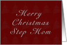 Step Mom Merry Christmas, Red Background with Christmas Tree card