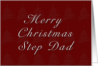 Step Dad Merry Christmas, Red Background with Christmas Tree card